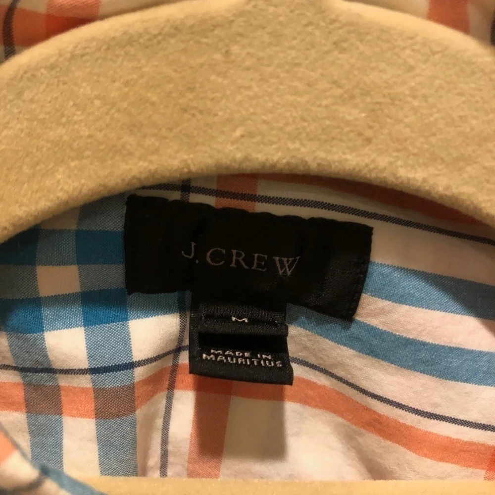 J. Crew White/Blue/Orange Plaid Button Down
